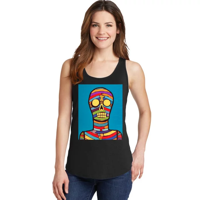 Halloween Folk Art Mummy Design Scary Mummy Ladies Essential Tank