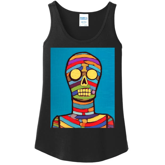 Halloween Folk Art Mummy Design Scary Mummy Ladies Essential Tank