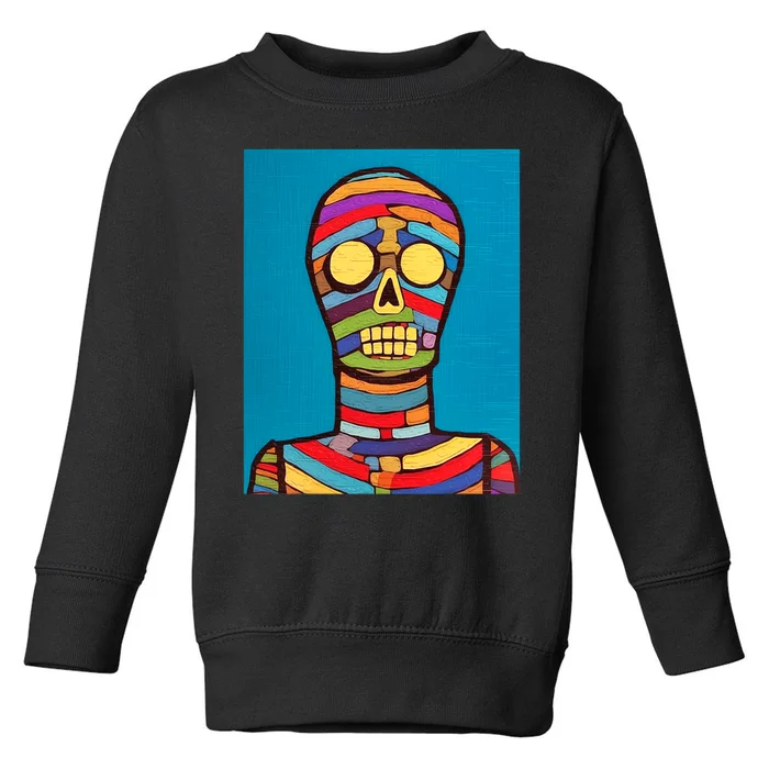 Halloween Folk Art Mummy Design Scary Mummy Toddler Sweatshirt