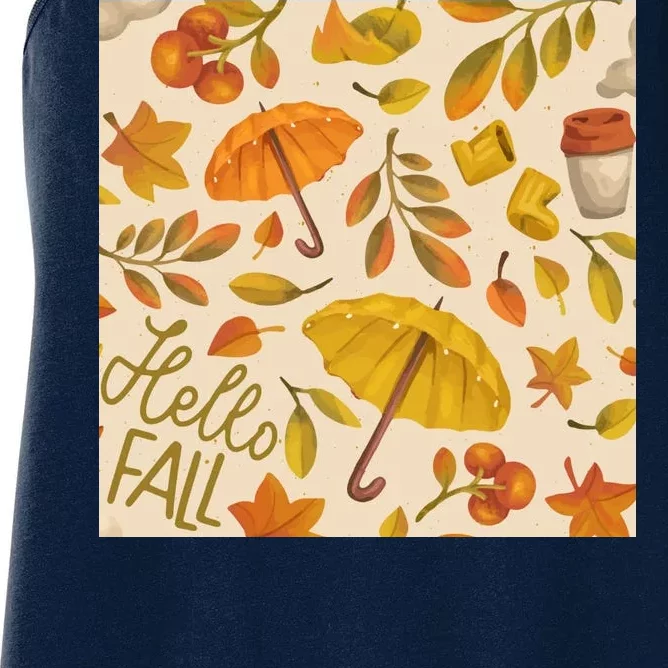 Hello Fall Autumn Season Women's Racerback Tank