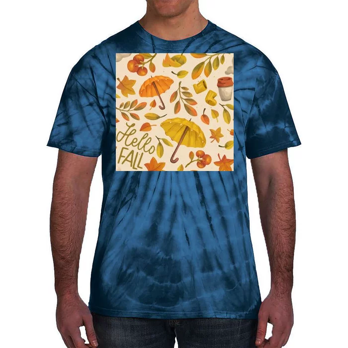 Hello Fall Autumn Season Tie-Dye T-Shirt