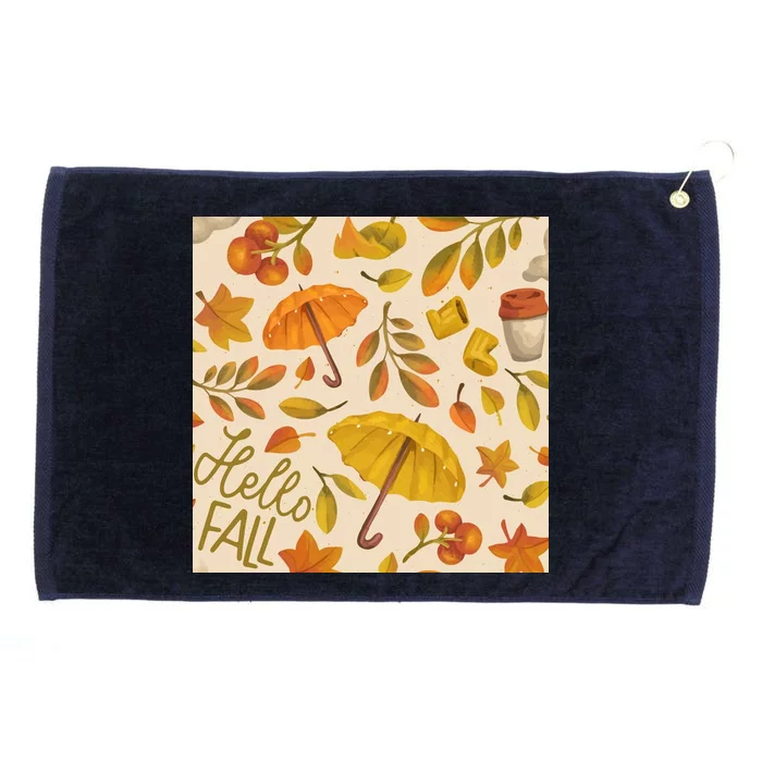 Hello Fall Autumn Season Grommeted Golf Towel