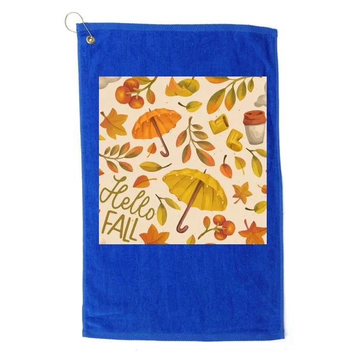 Hello Fall Autumn Season Platinum Collection Golf Towel