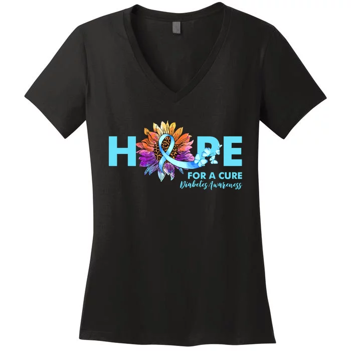 Hope For A Cure Diabetes Diabetic Awarenes Women's V-Neck T-Shirt