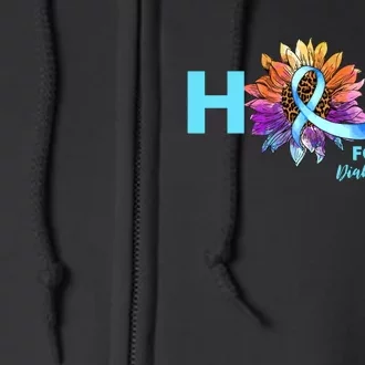 Hope For A Cure Diabetes Diabetic Awarenes Full Zip Hoodie