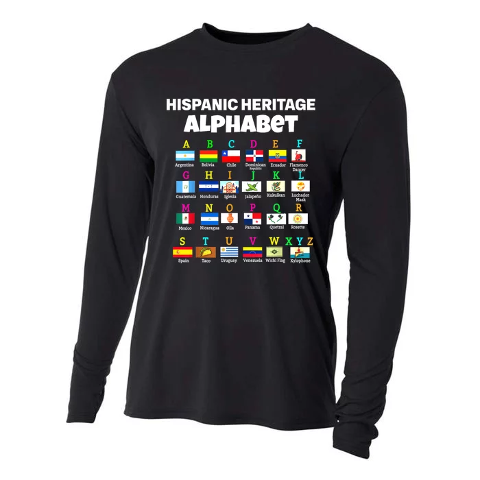 Hispanic Flag Alphabet For Teachers Educational Latin Flags Cooling Performance Long Sleeve Crew