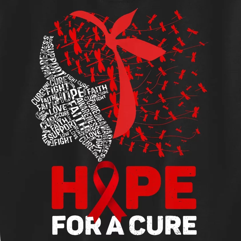 Hope For A Cure Red Ribbon National Hiv Awareness Month Kids Sweatshirt