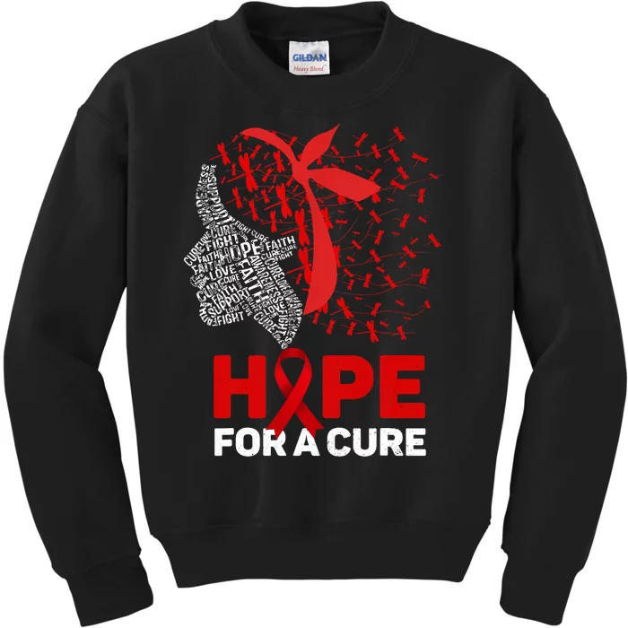 Hope For A Cure Red Ribbon National Hiv Awareness Month Kids Sweatshirt