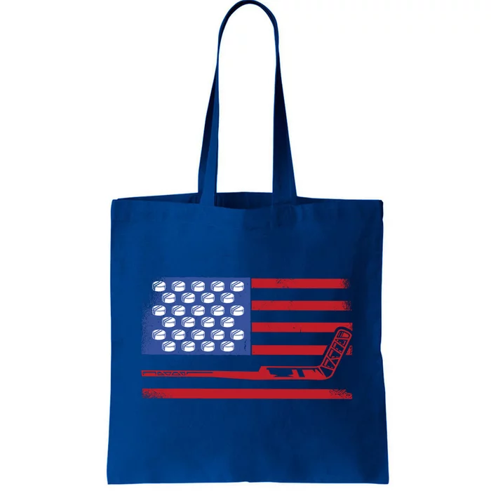 Hockey Funny American Flag 4th Of July Patrioticic Cool Gift Tote Bag