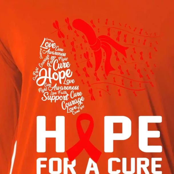 Hope For A Cure National Hiv Awareness Month Red Ribbon Gift Cooling Performance Long Sleeve Crew