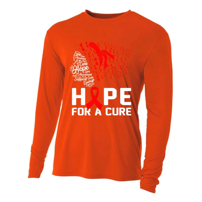 Hope For A Cure National Hiv Awareness Month Red Ribbon Gift Cooling Performance Long Sleeve Crew