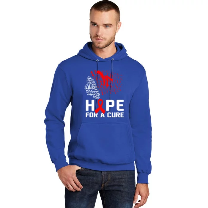 Hope For A Cure National Hiv Awareness Month Red Ribbon Gift Tall Hoodie