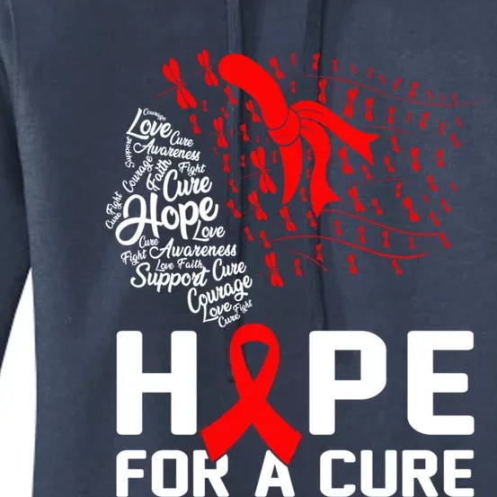 Hope For A Cure National Hiv Awareness Month Red Ribbon Gift Women's Pullover Hoodie