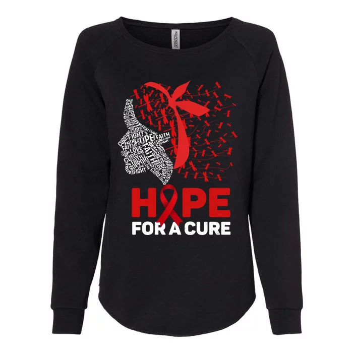 Hope For A Cure Red Ribbon National Hiv Awareness Month Gift Womens California Wash Sweatshirt