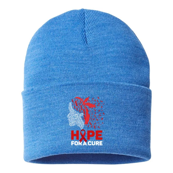 Hope For A Cure Red Ribbon National Hiv Awareness Month Gift Sustainable Knit Beanie