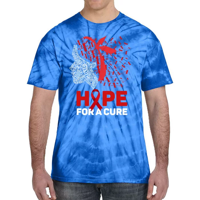 Hope For A Cure Red Ribbon National Hiv Awareness Month Gift Tie-Dye T-Shirt