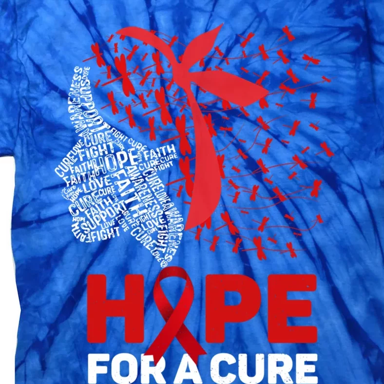 Hope For A Cure Red Ribbon National Hiv Awareness Month Gift Tie-Dye T-Shirt