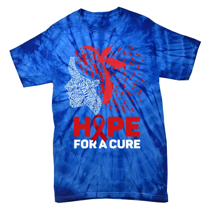 Hope For A Cure Red Ribbon National Hiv Awareness Month Gift Tie-Dye T-Shirt