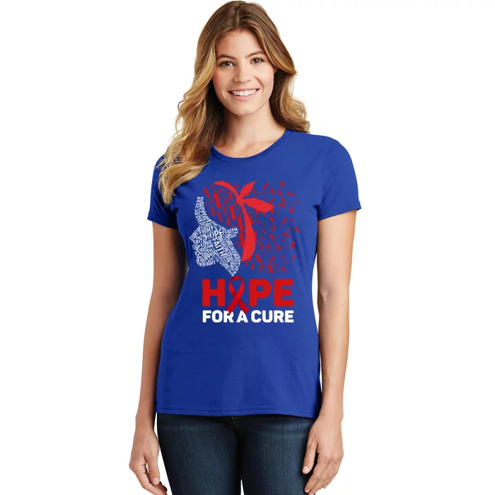 Hope For A Cure Red Ribbon National Hiv Awareness Month Gift Women's T-Shirt