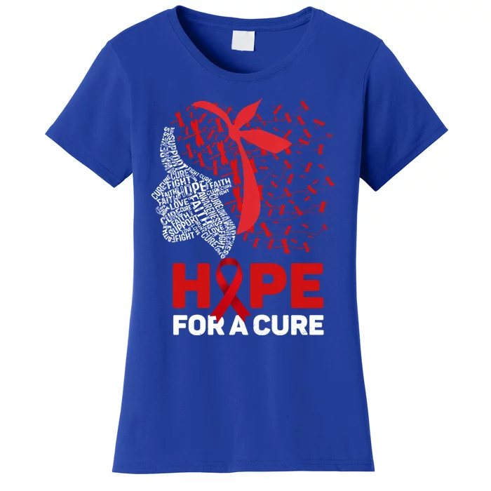 Hope For A Cure Red Ribbon National Hiv Awareness Month Gift Women's T-Shirt