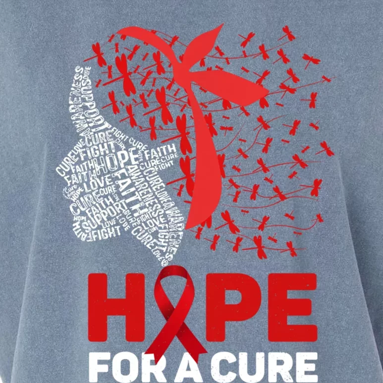 Hope For A Cure Red Ribbon National Hiv Awareness Month Gift Garment-Dyed Women's Muscle Tee