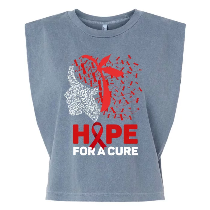 Hope For A Cure Red Ribbon National Hiv Awareness Month Gift Garment-Dyed Women's Muscle Tee