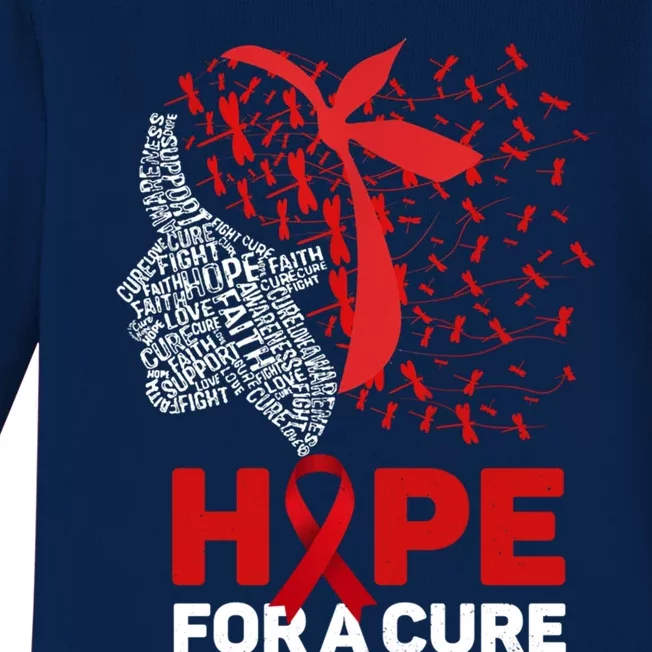 Hope For A Cure Red Ribbon National Hiv Awareness Month Gift Baby Long Sleeve Bodysuit