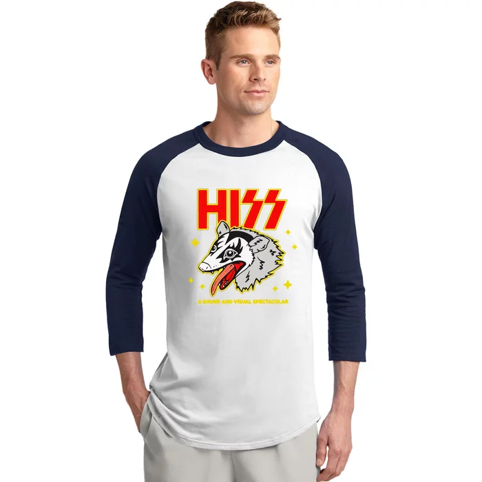 Hiss Funny A Sound And Visual Spectacular Opossum Baseball Sleeve Shirt