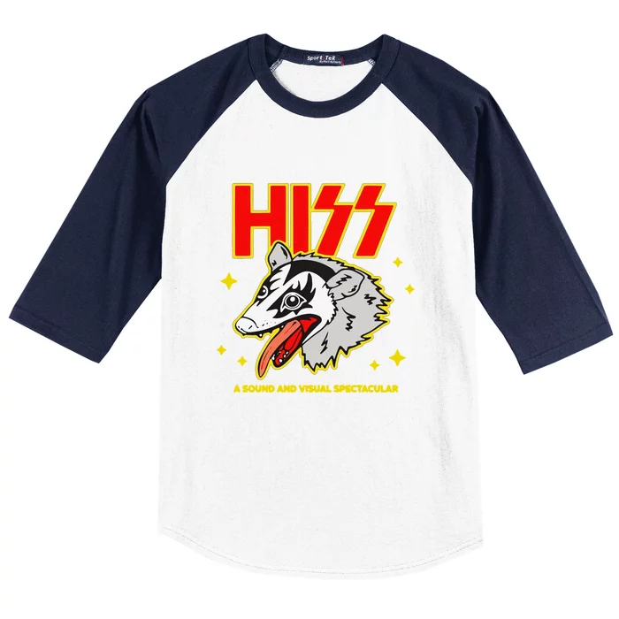 Hiss Funny A Sound And Visual Spectacular Opossum Baseball Sleeve Shirt