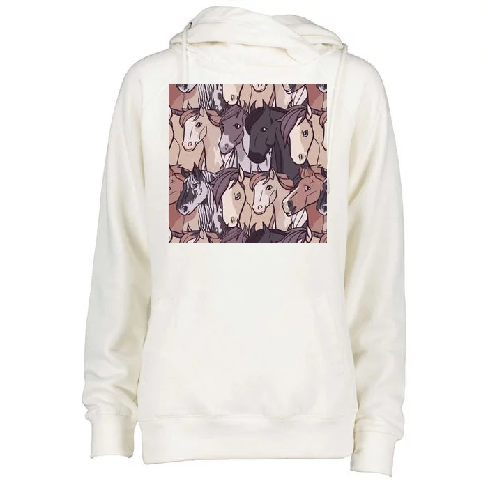 Horses Farm Animal Womens Funnel Neck Pullover Hood