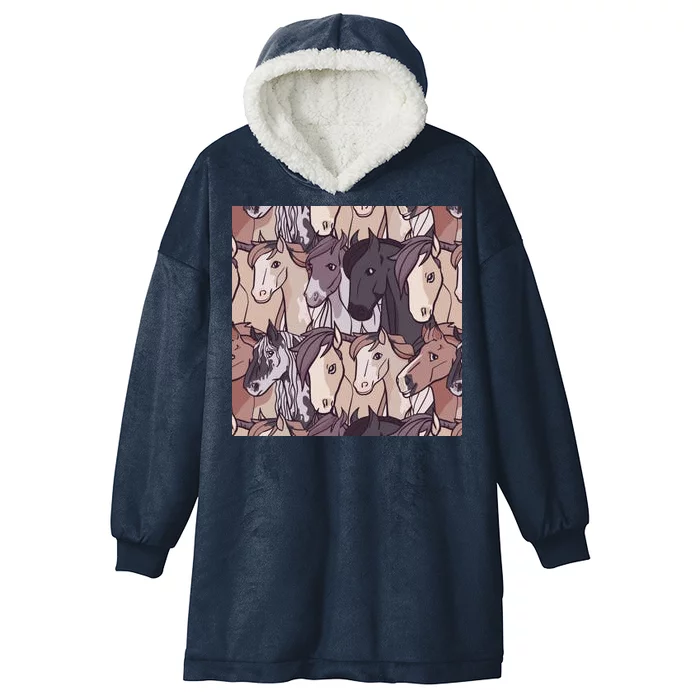 Horses Farm Animal Hooded Wearable Blanket