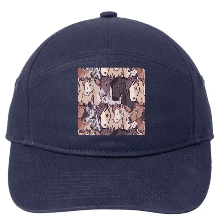 Horses Farm Animal 7-Panel Snapback Hat