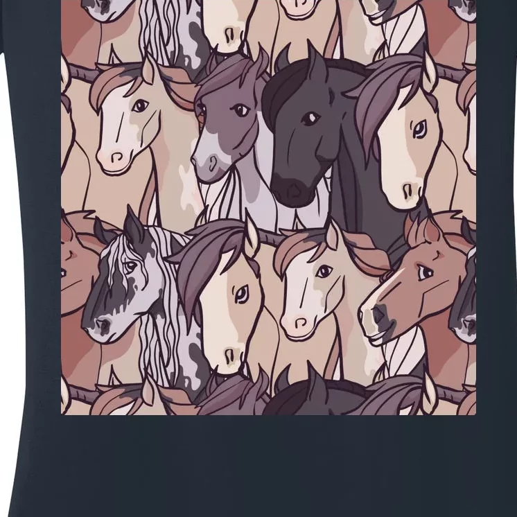 Horses Farm Animal Women's V-Neck T-Shirt