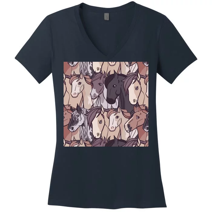 Horses Farm Animal Women's V-Neck T-Shirt