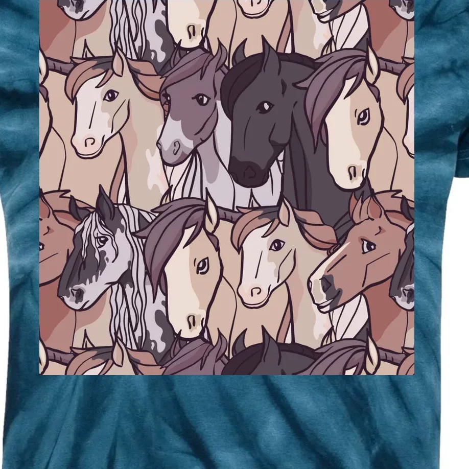 Horses Farm Animal Kids Tie-Dye T-Shirt