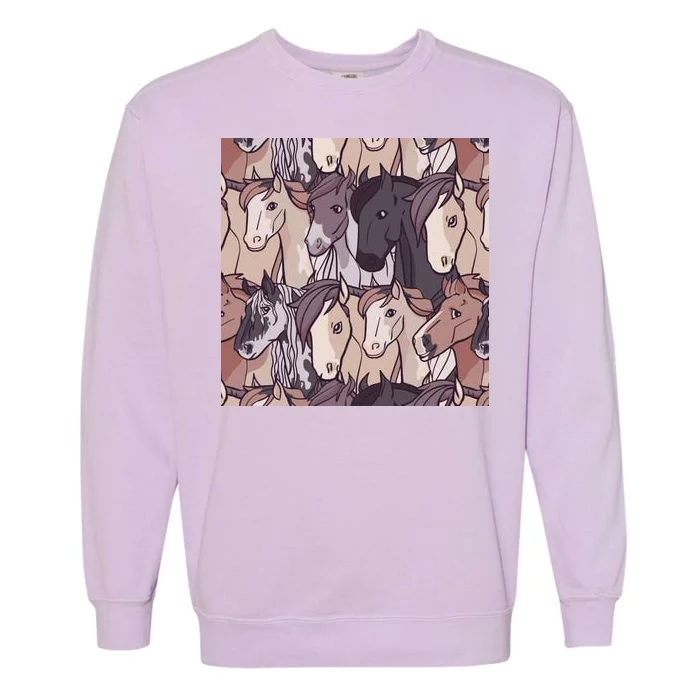 Horses Farm Animal Garment-Dyed Sweatshirt