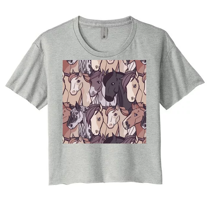 Horses Farm Animal Women's Crop Top Tee