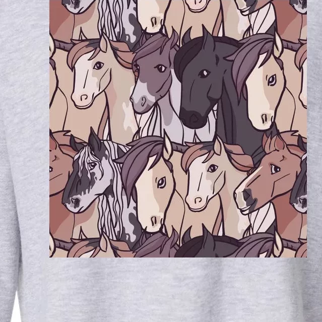 Horses Farm Animal Cropped Pullover Crew