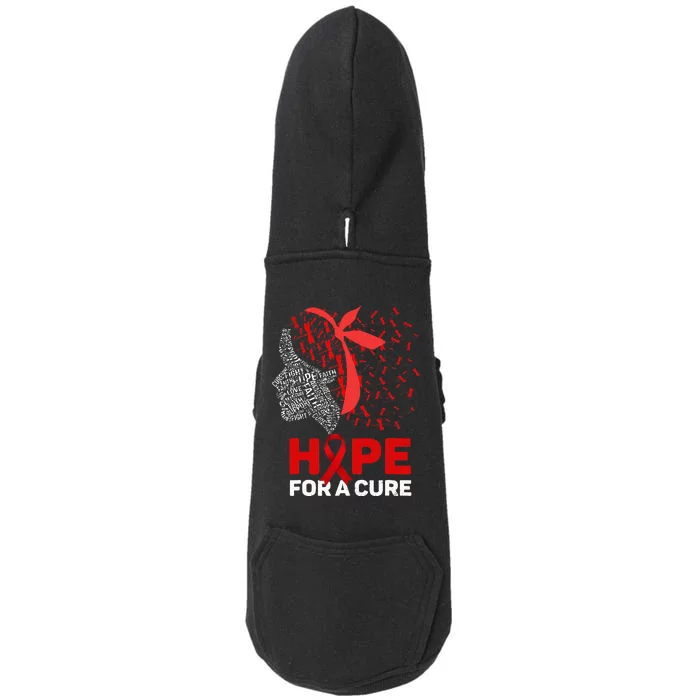 Hope For A Cure Red Ribbon National HIV Awareness Month Doggie 3-End Fleece Hoodie