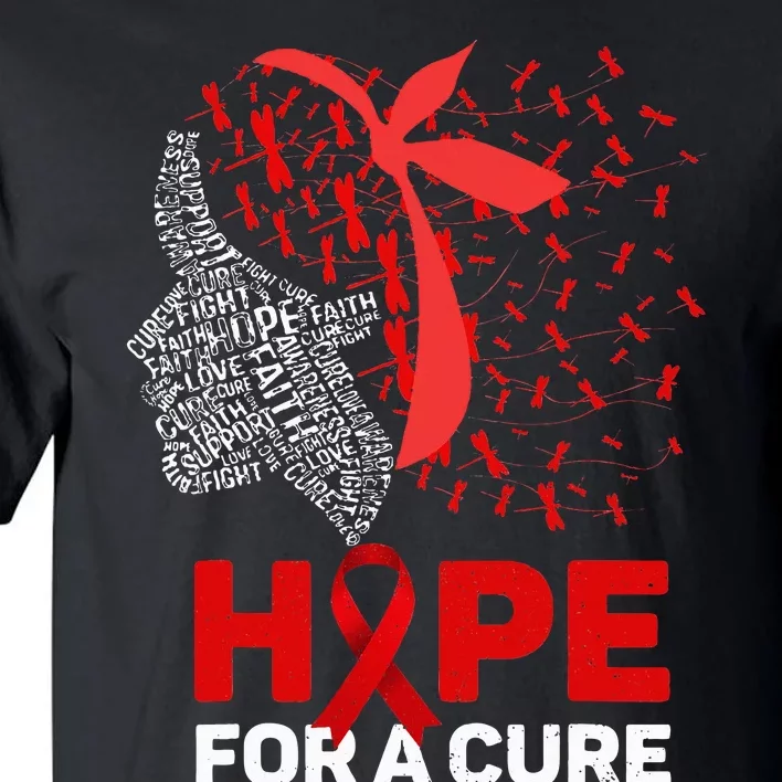 Hope For A Cure Red Ribbon National HIV Awareness Month Tall T-Shirt