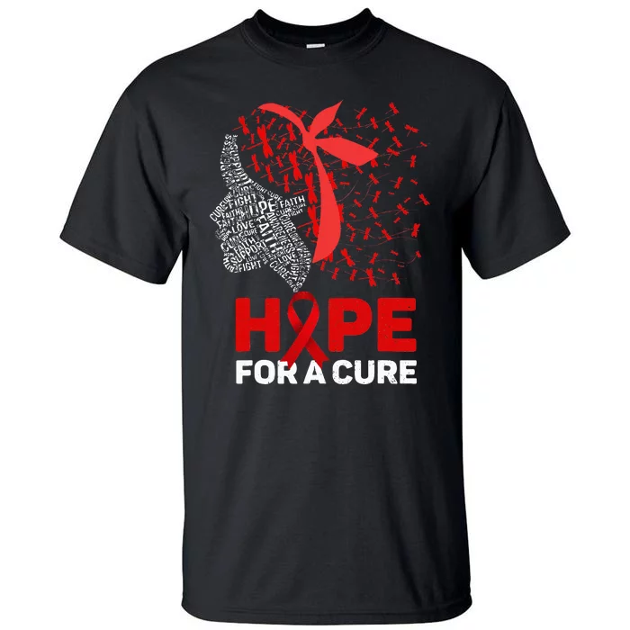 Hope For A Cure Red Ribbon National HIV Awareness Month Tall T-Shirt