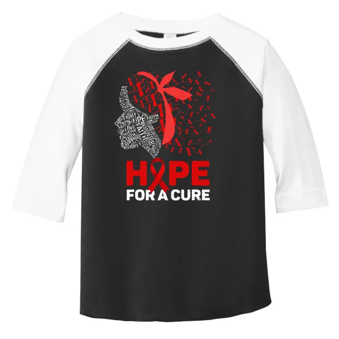 Hope For A Cure Red Ribbon National HIV Awareness Month Toddler Fine Jersey T-Shirt