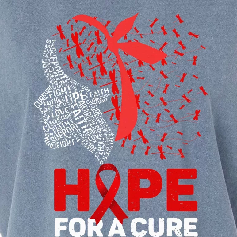 Hope For A Cure Red Ribbon National HIV Awareness Month Garment-Dyed Women's Muscle Tee