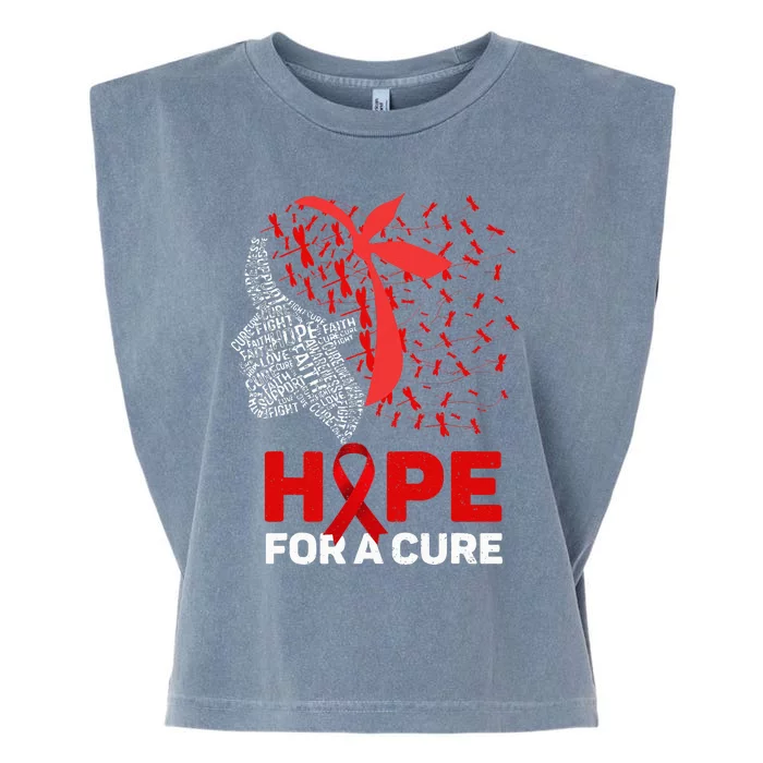 Hope For A Cure Red Ribbon National HIV Awareness Month Garment-Dyed Women's Muscle Tee