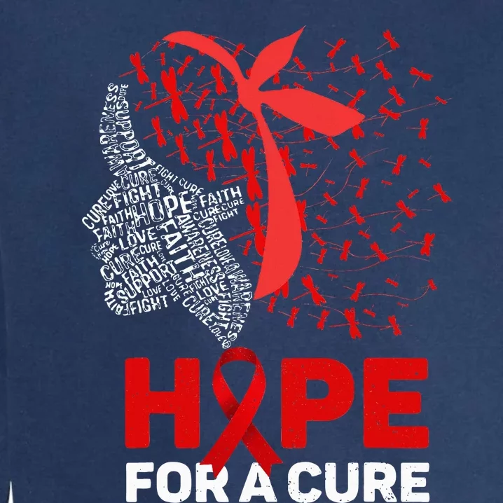 Hope For A Cure Red Ribbon National HIV Awareness Month Garment-Dyed Sweatshirt