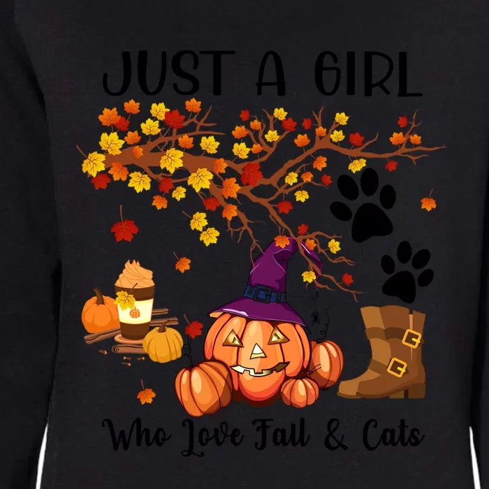 Halloween Fall And Cat Just A Who Loves Fall And Cat Gift Womens California Wash Sweatshirt