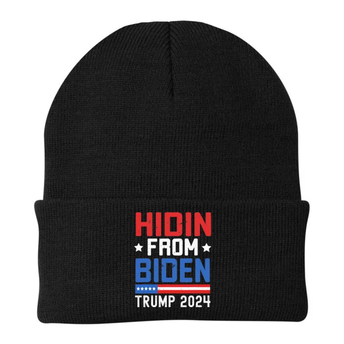 Hidin From Biden Trump 2024 Funny Anti Joe Biden Knit Cap Winter Beanie