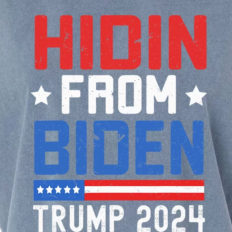 Hidin From Biden Trump 2024 Funny Anti Joe Biden Garment-Dyed Women's Muscle Tee