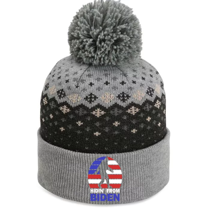 Hidin From Biden Anti Joe Biden 2020 Election Hiding Bigfoot The Baniff Cuffed Pom Beanie