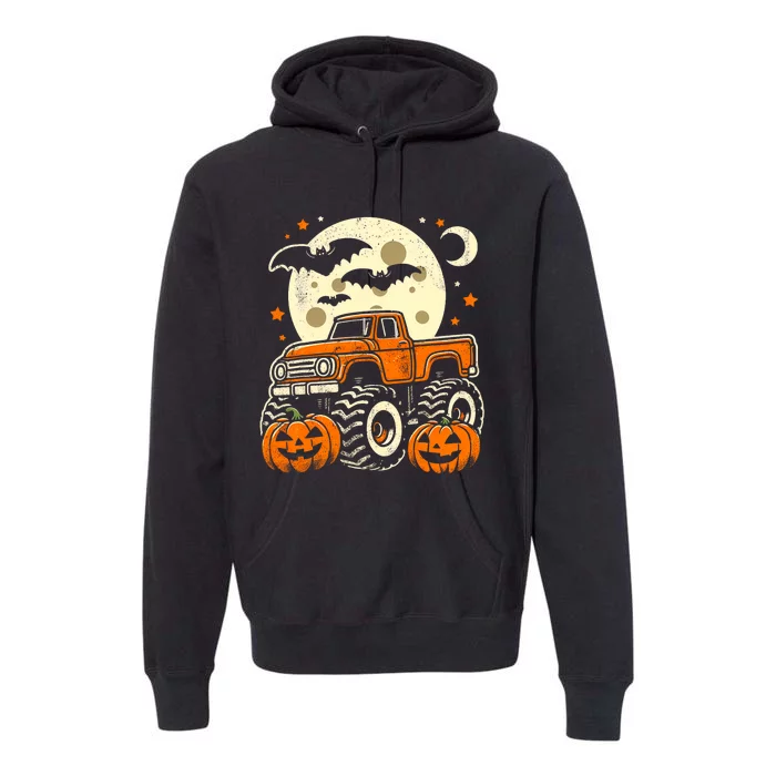 Halloween For Boy Monster Truck Pumpkin Halloween Premium Hoodie